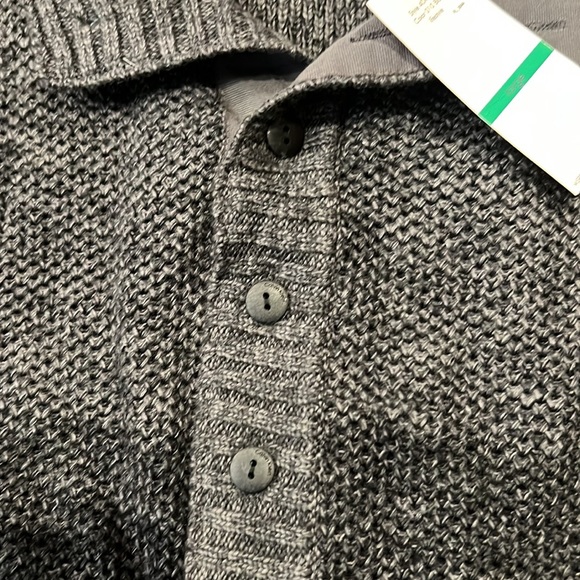 NWT Calvin Klein Mens Blended Gray Black 1/4 Button Knitted Sweater L - Picture 3 of 4